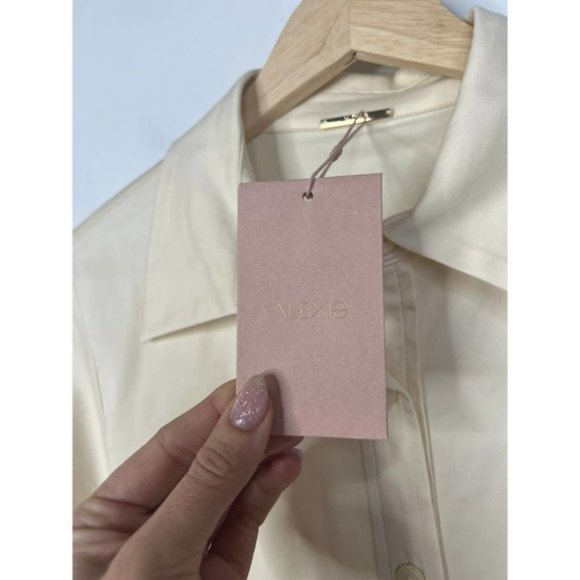 Alexis Brooks Blouson Sleeve Structured Collar Top Women's Ivory Size: M NWT - Picture 5 of 8